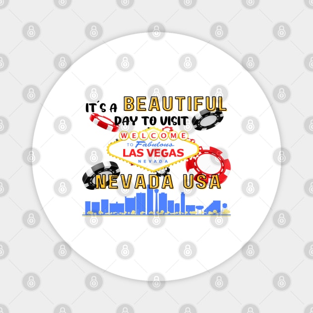 Travel to beautiful Las Vegas in Nevada. Gift ideas for the travel enthusiast available on t-shirts, stickers, mugs, and phone cases, among other things. Magnet by Papilio Art